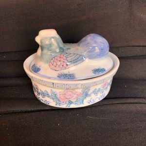 Chicken Glass Figurine Storage Container Box